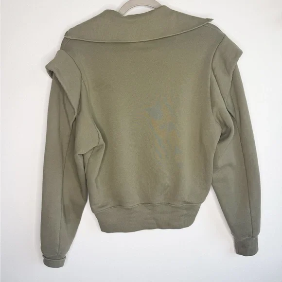 FRAME Military Green Quarter Zip Long Sleeve Sweatshirt Size Small - Picture 6 of 6